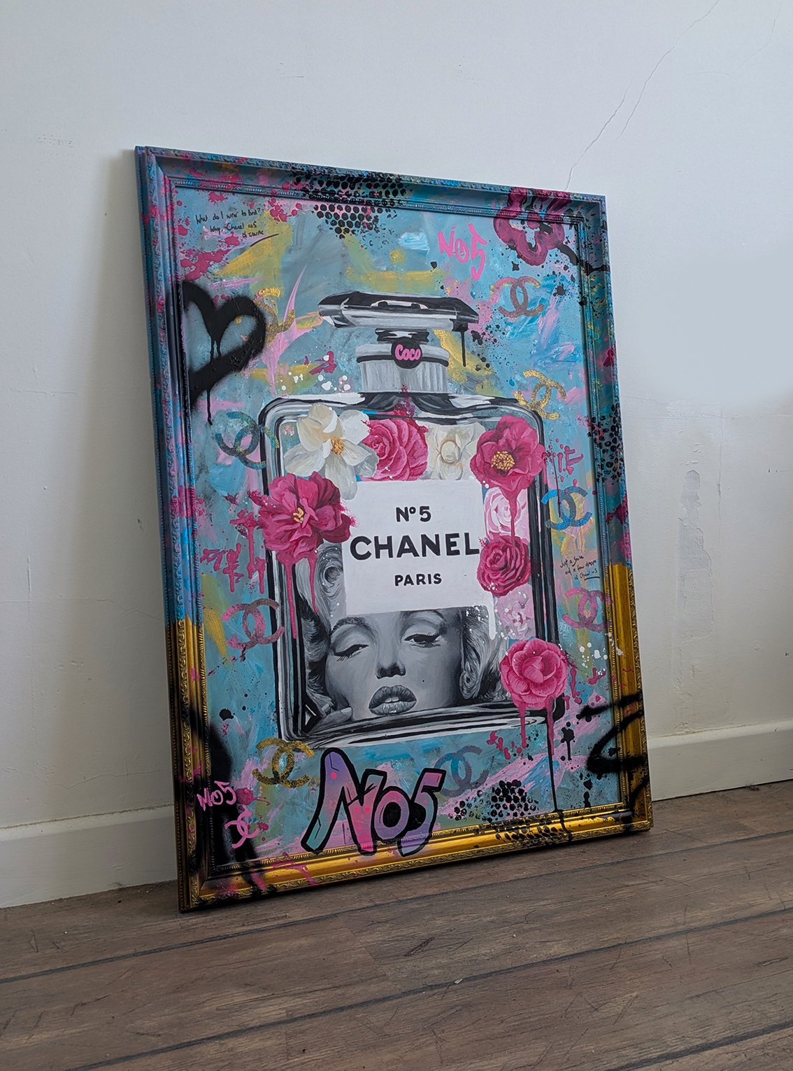 Marilyn Monroe X Chanel no5 - Original Painting. Chanel no5 wall